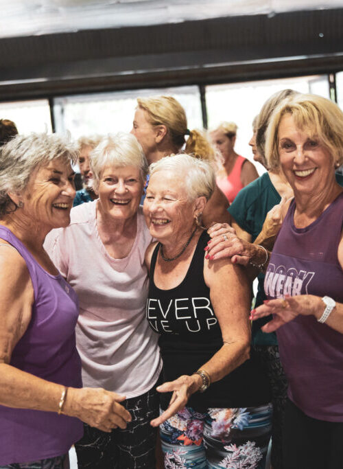 Cheering one another on in the gym